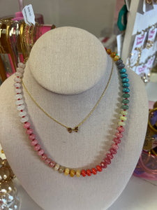 light rainbow beaded necklace