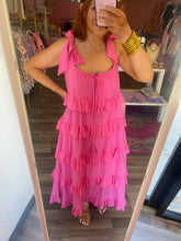 Load image into Gallery viewer, Pink ruffle maxi dress
