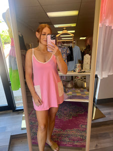 Pink and white athleisure dress