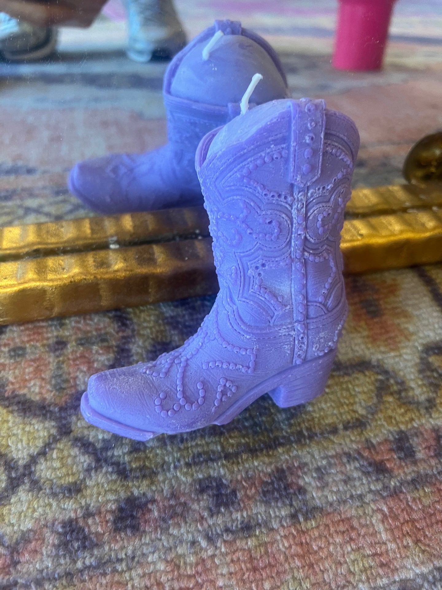 Purple boot candle