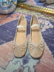 Nude mesh ballet flats