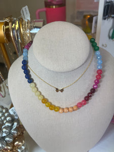 Dark rainbow beaded necklace
