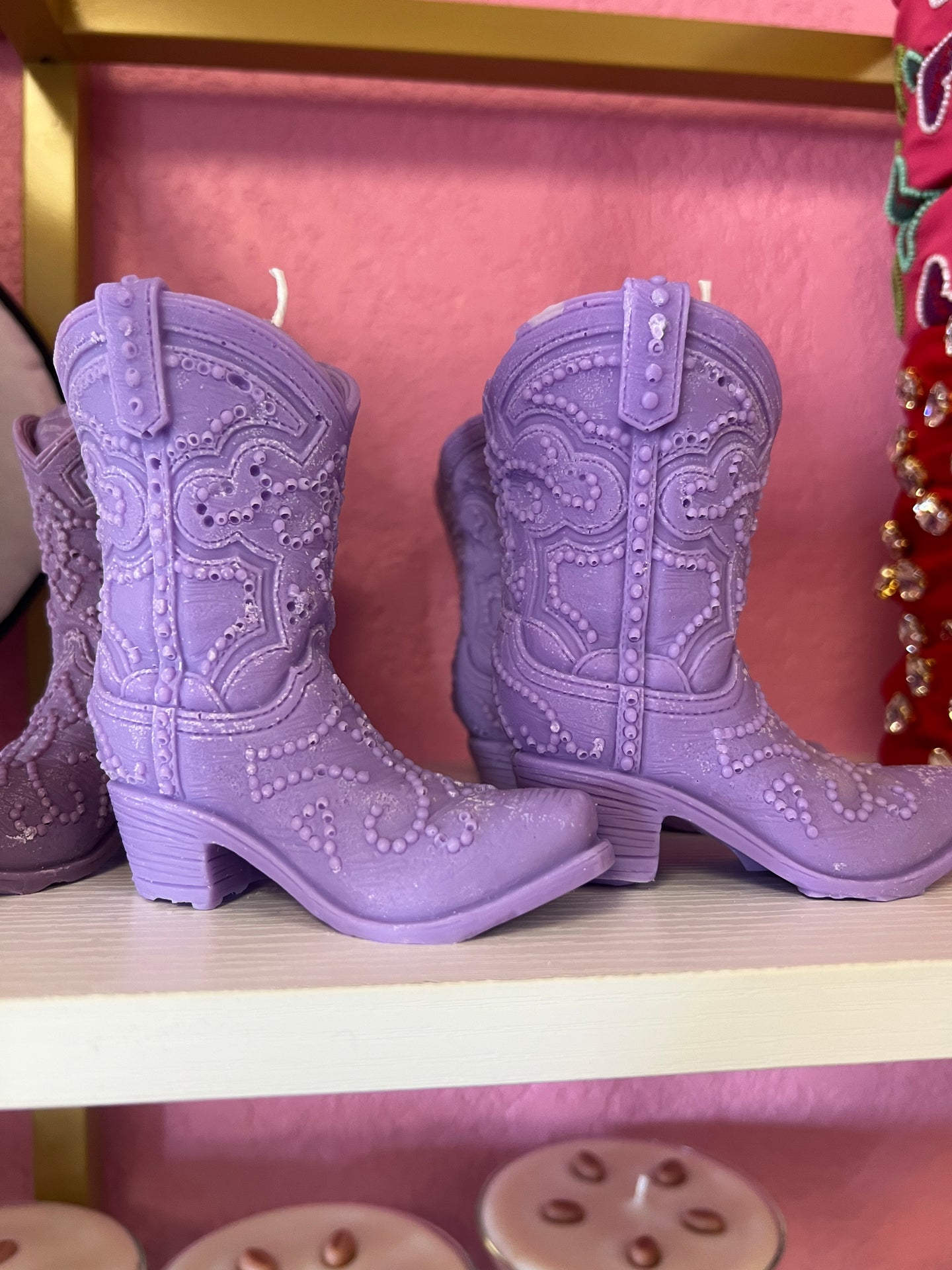 Purple boot candle