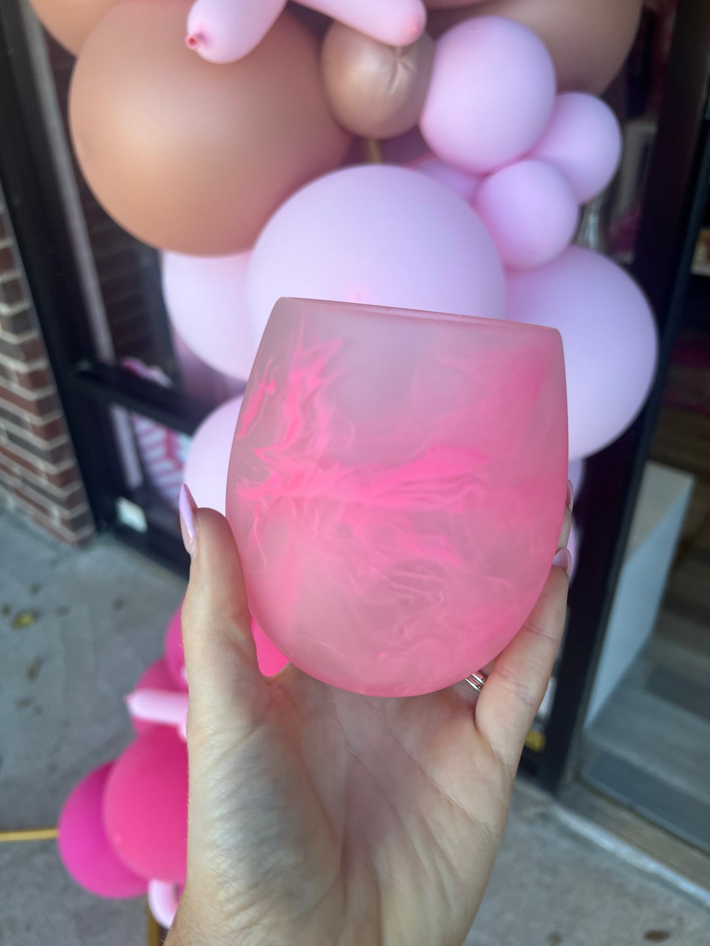 Pink resin wine glass