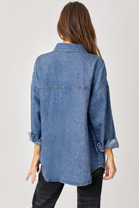 Dark wash denim shacket