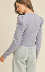 Lavender shoulder puff sweater