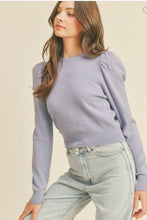 Load image into Gallery viewer, Lavender shoulder puff sweater
