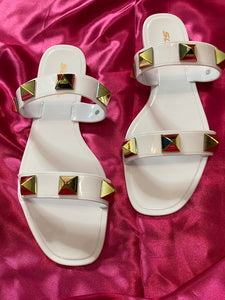 White rockstud sandals