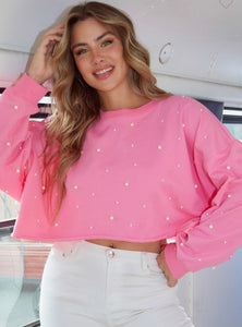 Pink pearl pullover