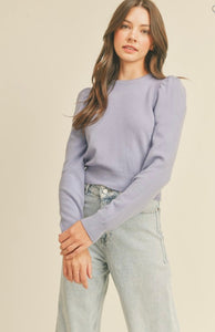 Lavender shoulder puff sweater