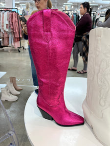 pink metallic boots